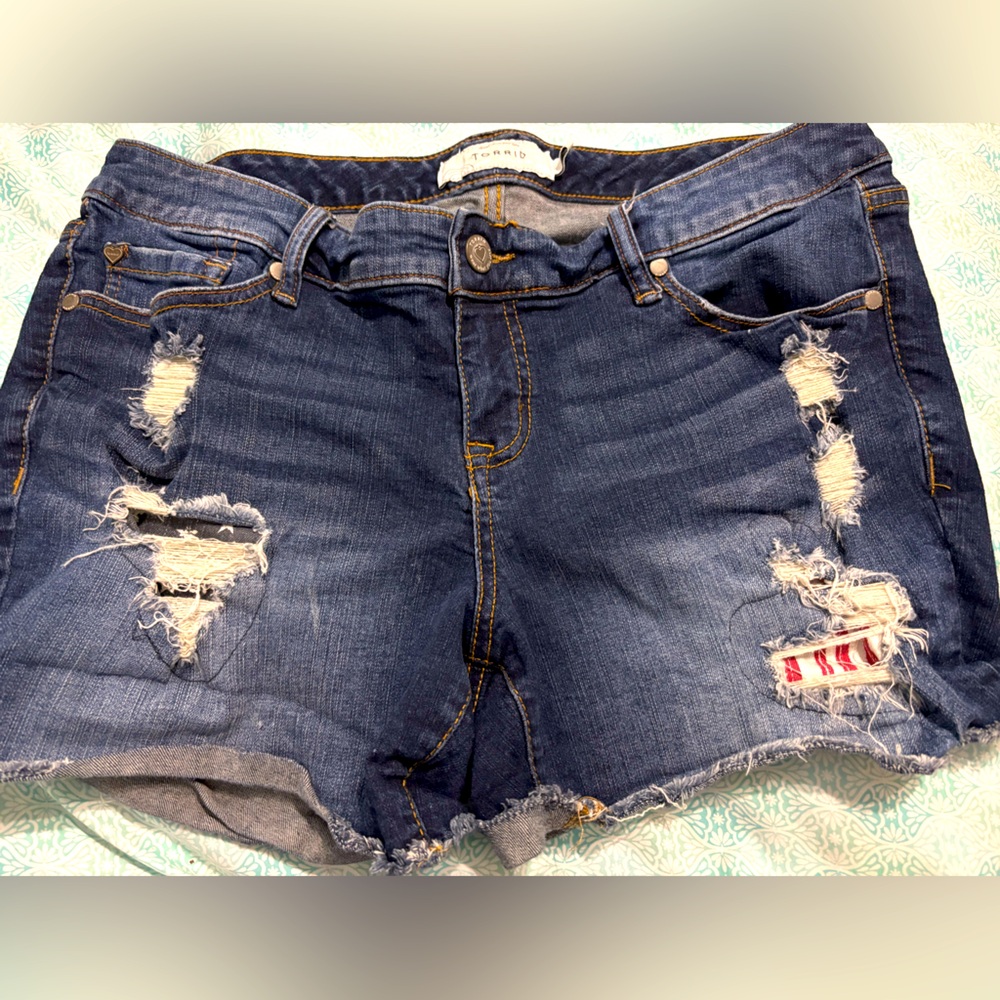 Torrid Size 12 shorts with American flag patches under rips